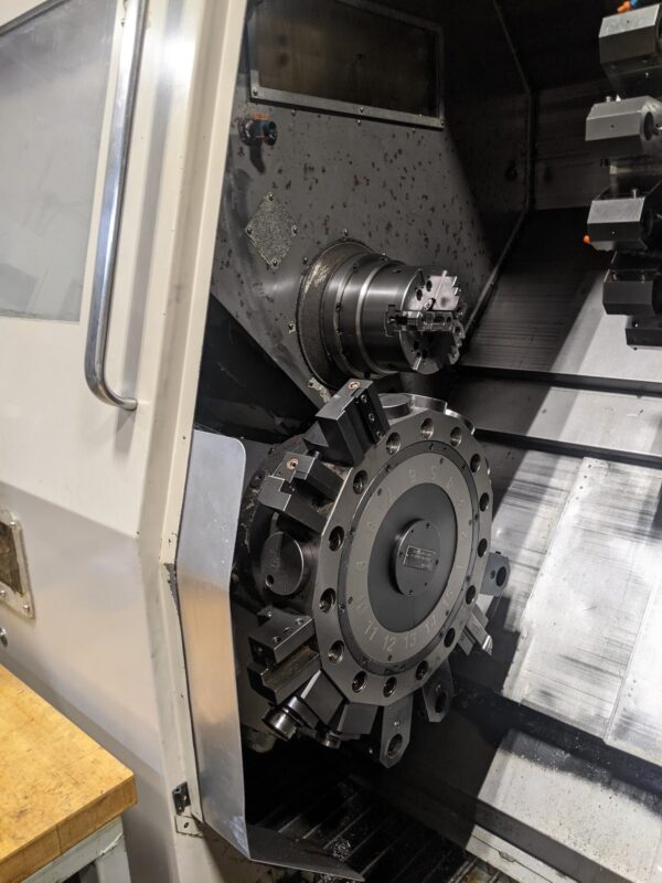 Takisawa TMM-200 Multi Axis CNC Lathe, 2004 - Sub Spindle, Chip Conveyor - Image 2