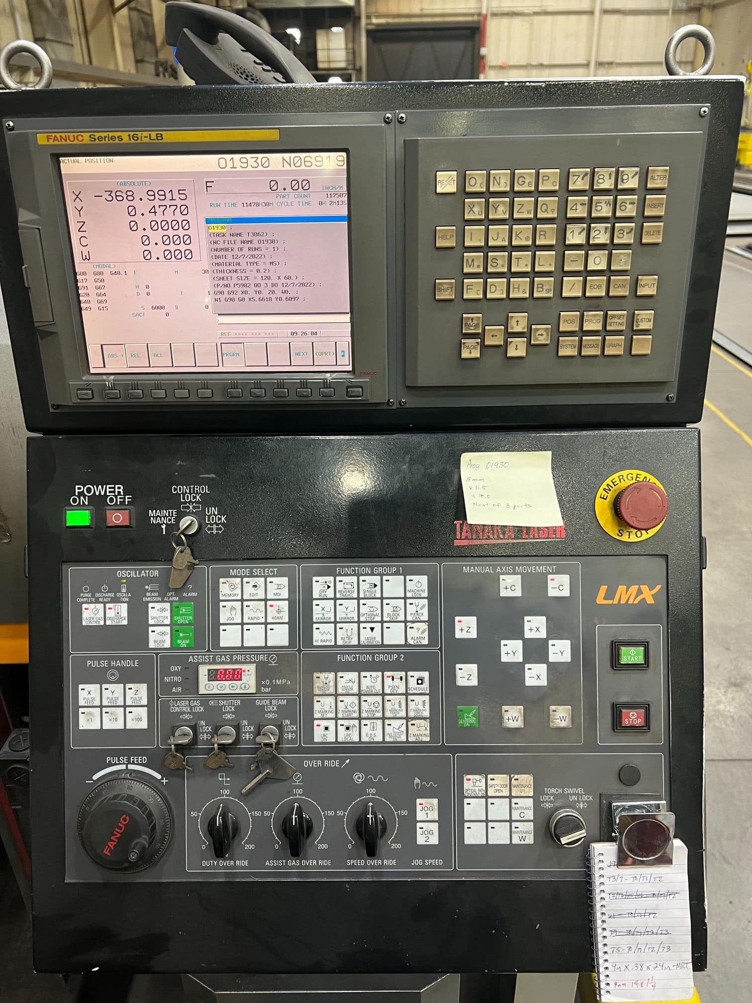 6000 Watt Tanaka LMX VII-TF6000 CO2 Laser, 2008 - 13' x 84' - Image 6