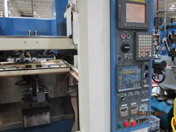 Takamaz XD-8 Twin Spindle CNC Lathe, 2003 - Fanuc Control, Robot Gantry Loaders, Parts Infeed Conveyors - Image 3