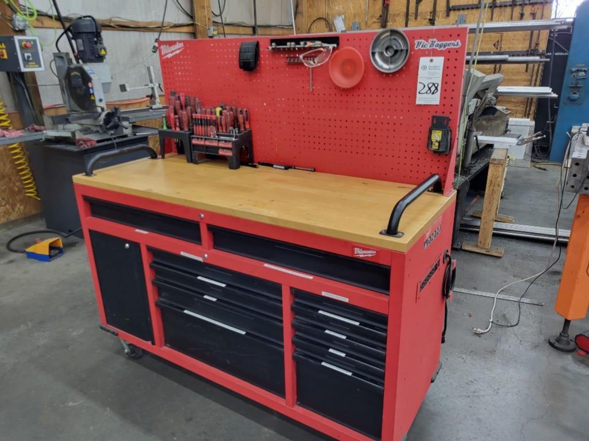 milwaukee 60 inch mobile workbench loaded with tools