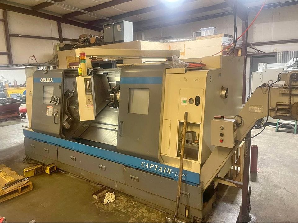 Okuma Captain L470 Lathe, 2002 - Chip Conveyor - Revelation Machinery