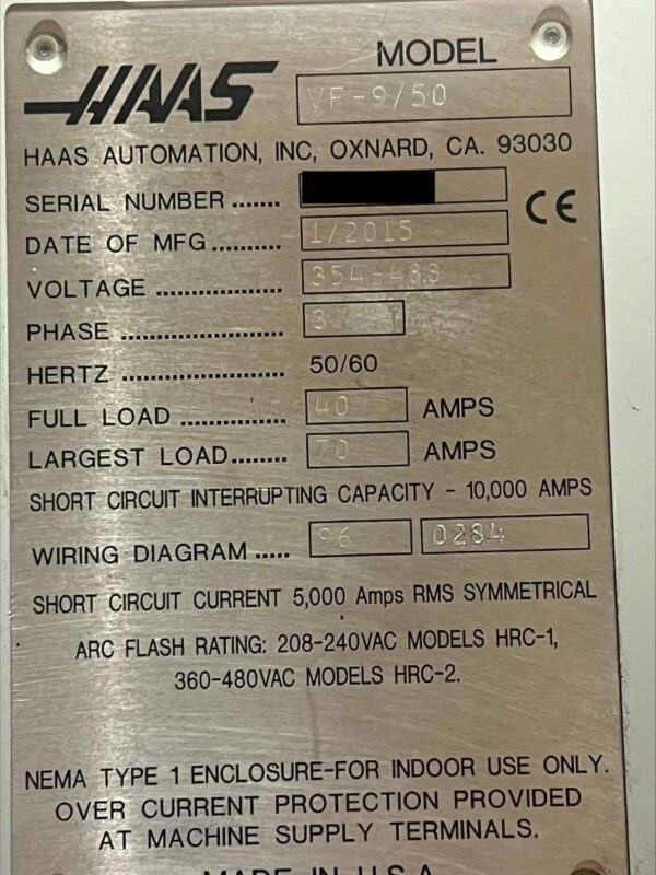 Haas VF-9/50 VMC CNC