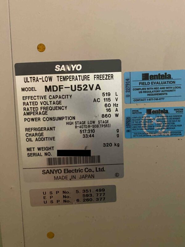 Sanyo MDF-U52VA Ultra-Low Temperature Freezer