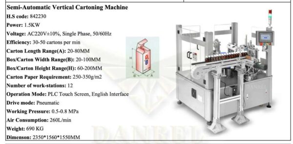 Danrel DR-ZH226 Semi-Automatic Vertical Cartoning Machine
