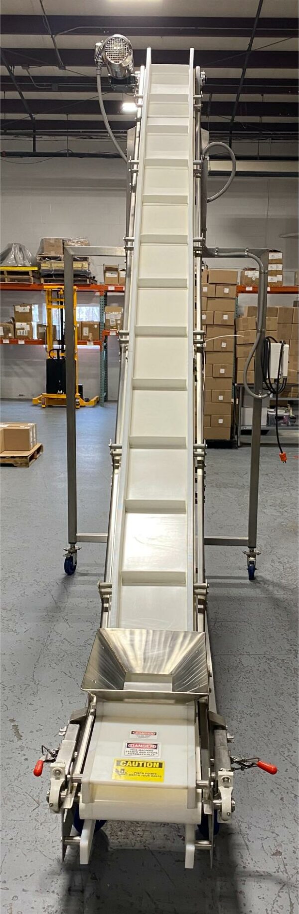 Fully WashDown Nae Pack Cleated Incline Conveyor with 10 Foot Discharge Height