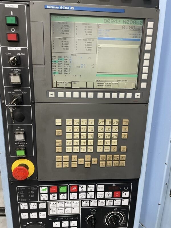 Matsuura H-Plus 630 HMC, 2007 - 630mm Pallets, TSC, Renishaw Probing, Full 4th Axis - Image 2