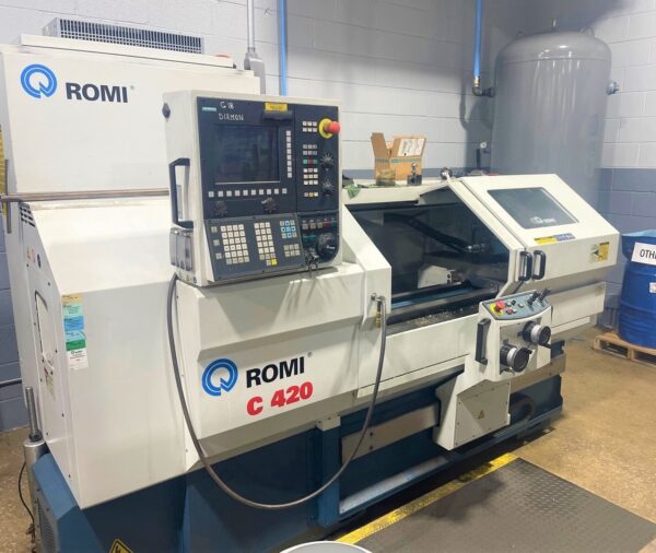 Romi C 420 CNC Flat Bed Teach Lathe, 2011 - Dual Electric Handwheel Controls, Teach Mode, Rigid Tapping