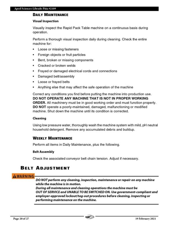 MAF Industries Rapid Pack Tilt Belt Conveyor with 10-Station Rapid Pack Table, 2021 - Image 46