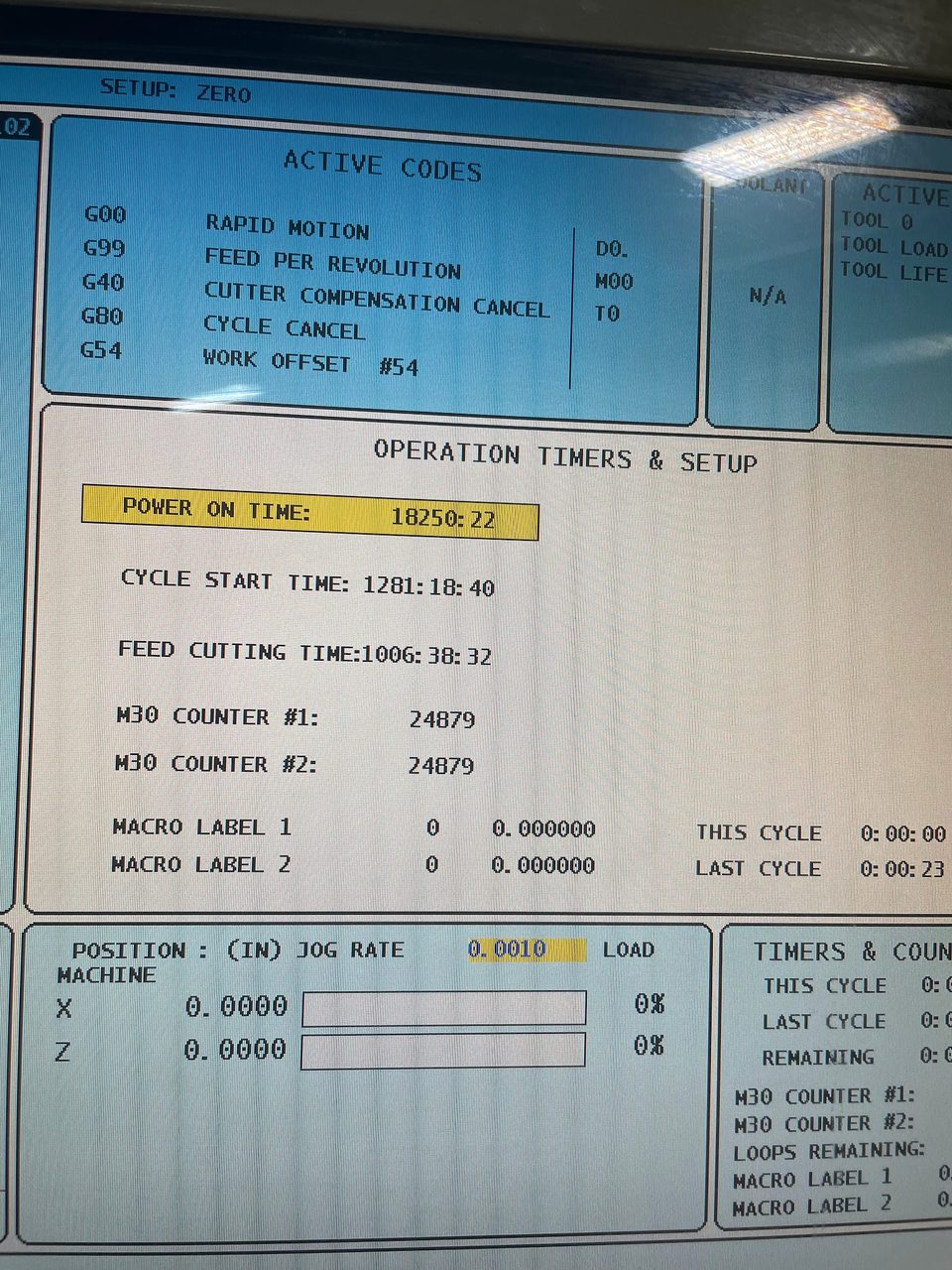 Haas VF-0E VMC, 1995 - Chip Auger, 20 ATC