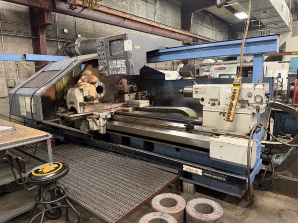 Mazak Powermaster N 2000U Flatbed Lathe, 1997 - 24" Chuck, Tailstock, Chip Conveyor