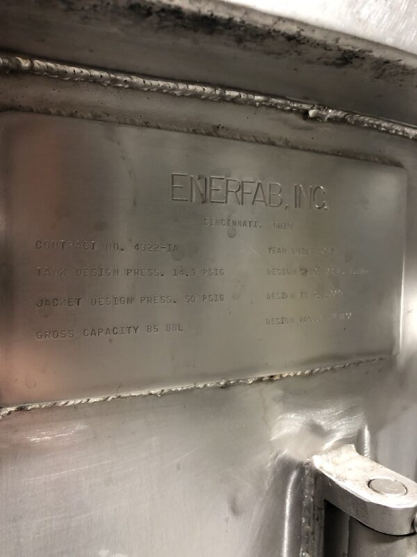 2,480 Gallon Enerfab Stainless Steel Bright Tank - Tank 2 - Image 2