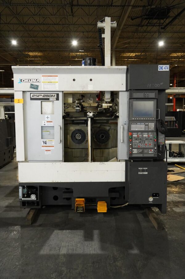 Okuma 2SP-250H Twin Spindle Twin Turret CNC Lathe, 2017 - Robot Loader