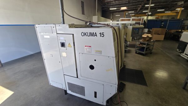Okuma Impact LU15 CNC Lathe, 1995 - Dual Turret, Tailstock, Chip Conveyor - Image 7