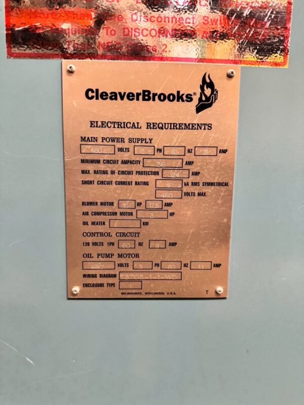 200 HP Cleaver Brooks Boiler CBLE 200-200-125HW, 2013 - Image 3