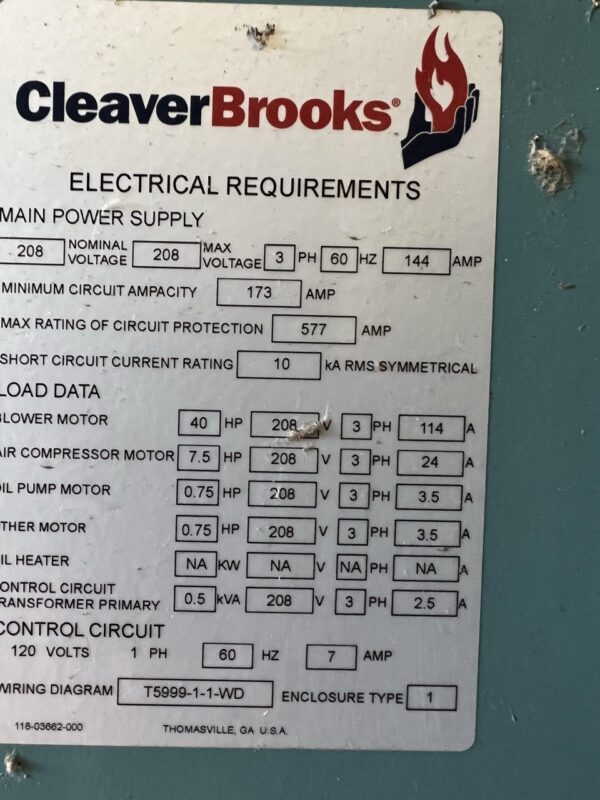 500 HP Cleaver Brooks Boiler LNDLG-252 - Image 4