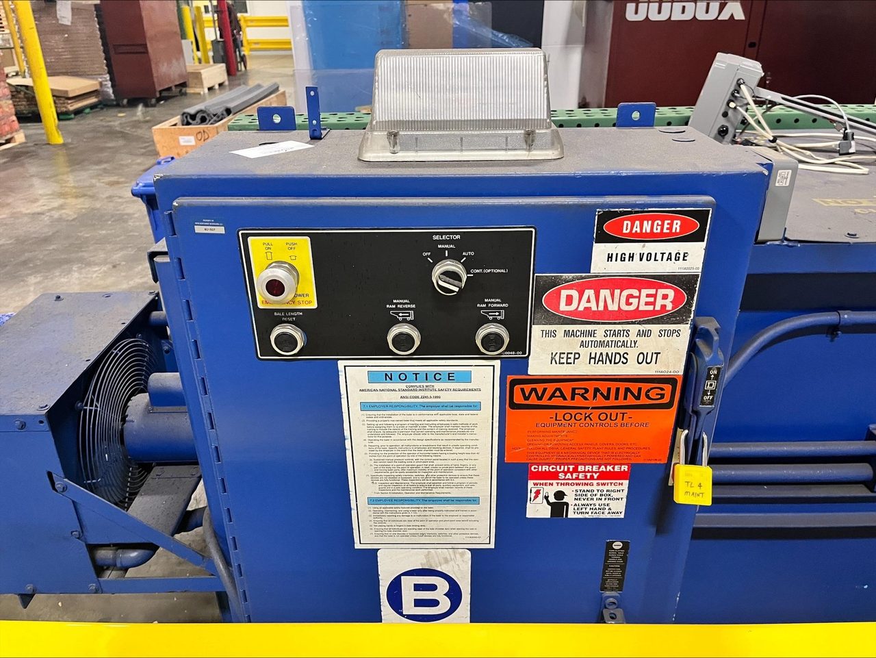 Balemaster 372‑A Horizontal Baler System with Twin City Trim Waste Fan Integration, Manual Tie, and Full Ducting Package, 2017