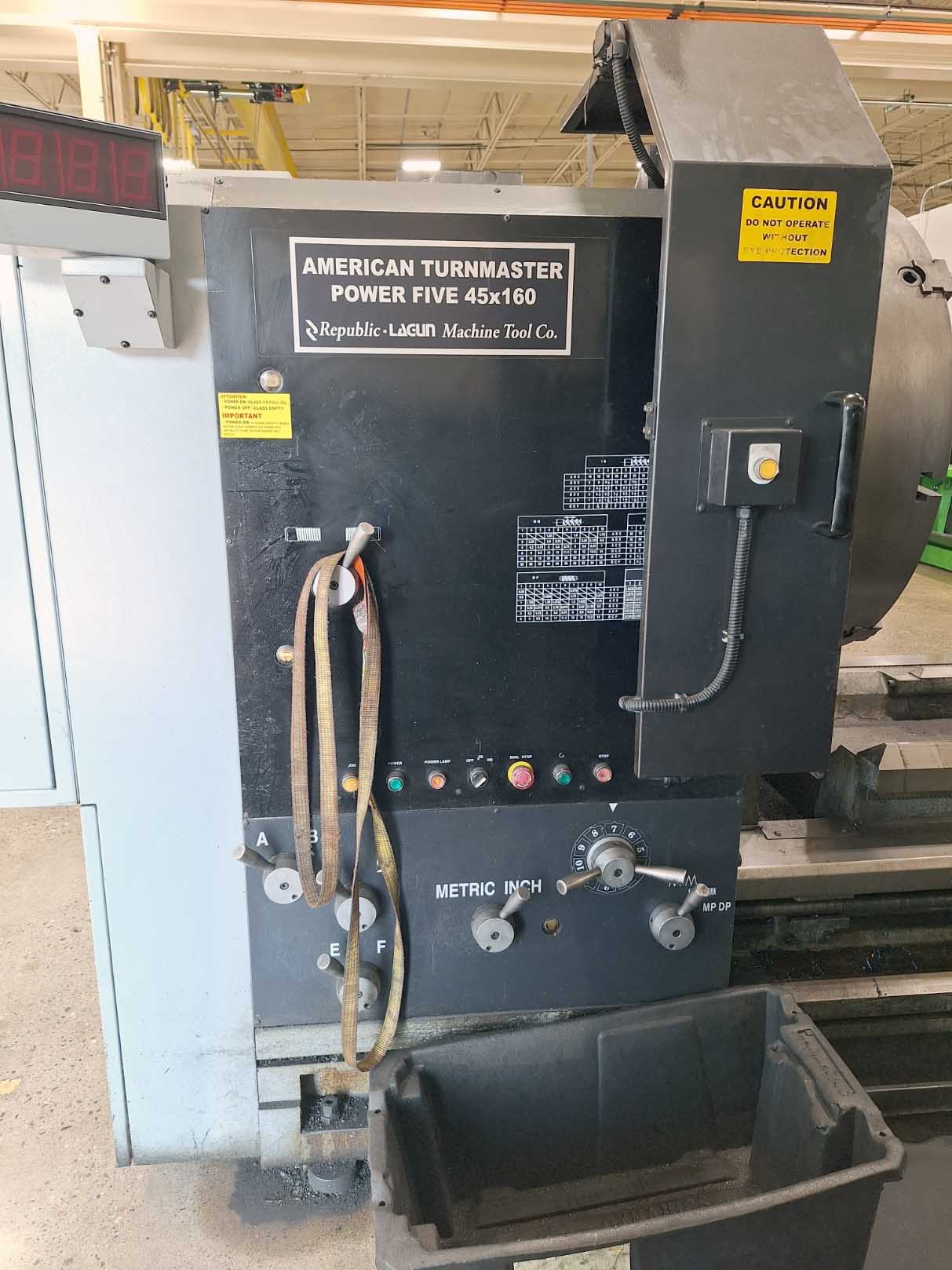 American Turnmaster Power Five 45" x 160" Engine Lathe, 2014 - 10" Bore, DRO, Steady Rests, Rear Chuck Mount - Image 12