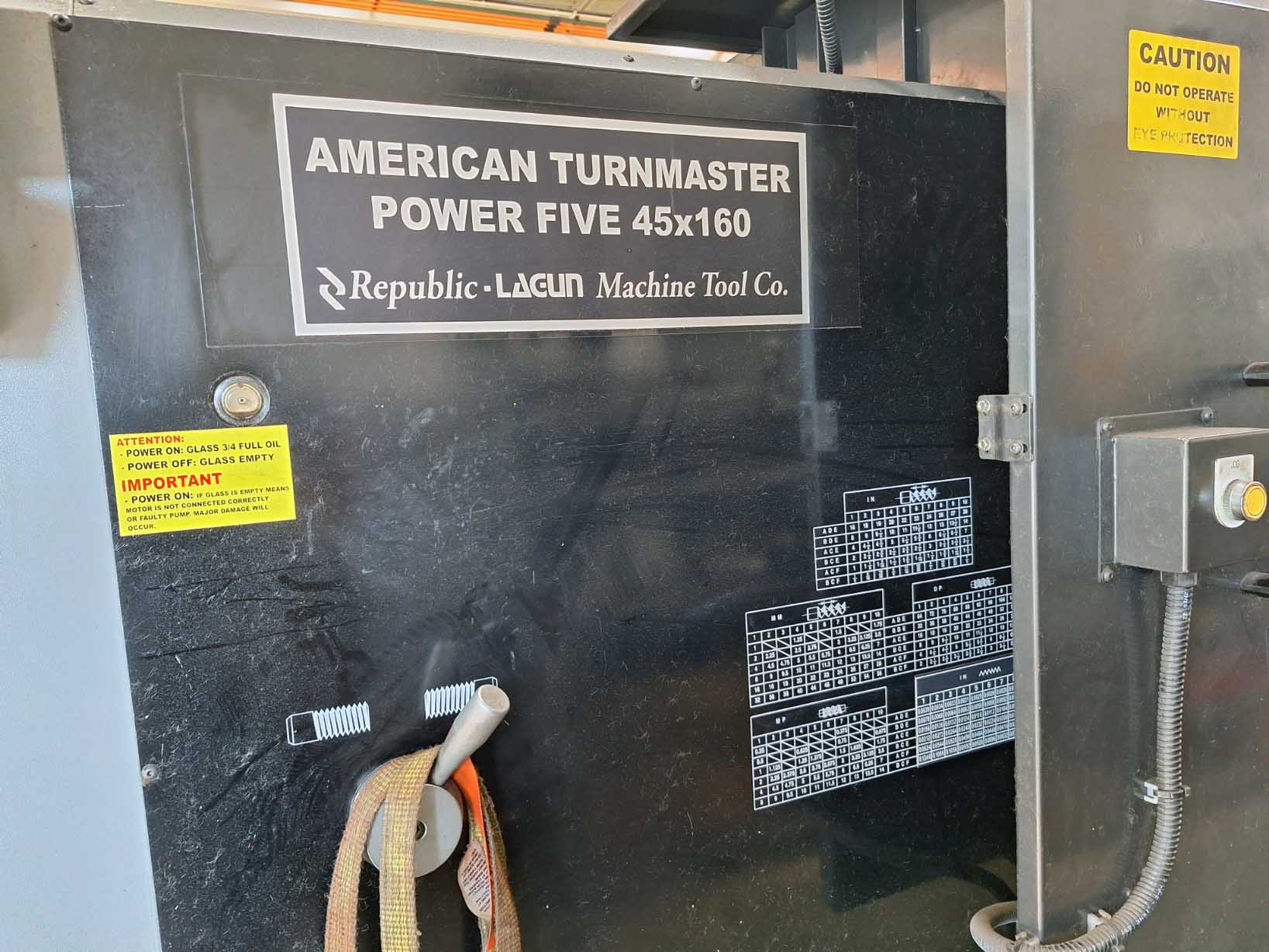 American Turnmaster Power Five 45" x 160" Engine Lathe, 2014 - 10" Bore, DRO, Steady Rests, Rear Chuck Mount - Image 20