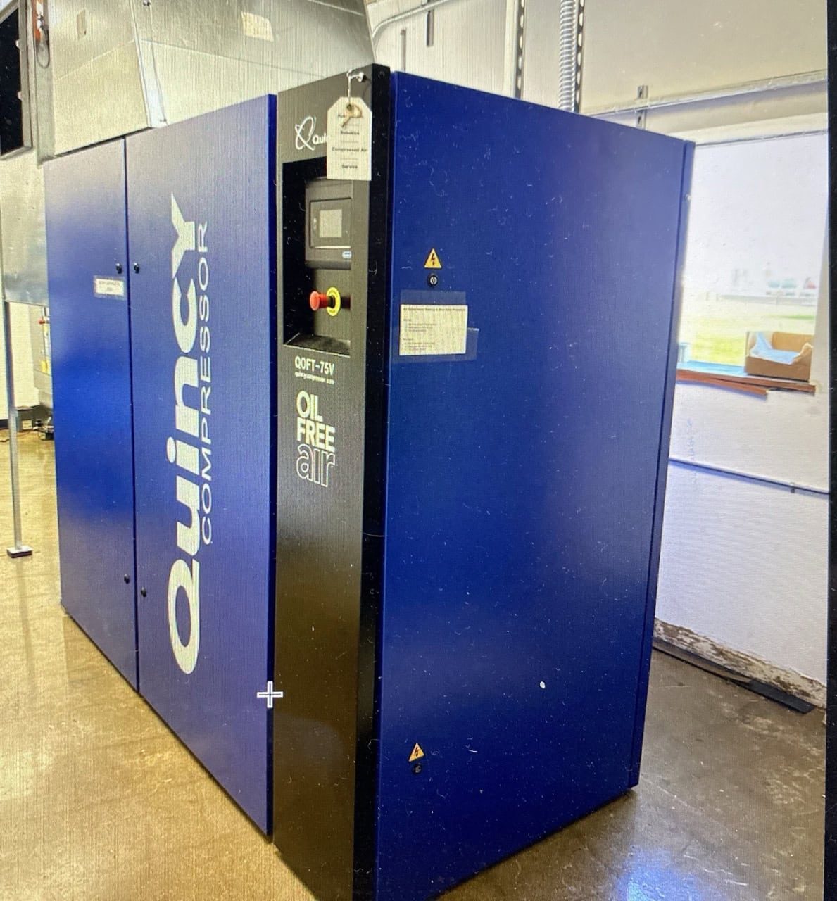 75 HP Quincy QOFT-75V Oil Free Compressor w/ Parker Airtek Dryer, 2023 - 978 Hours, Air Tank Included