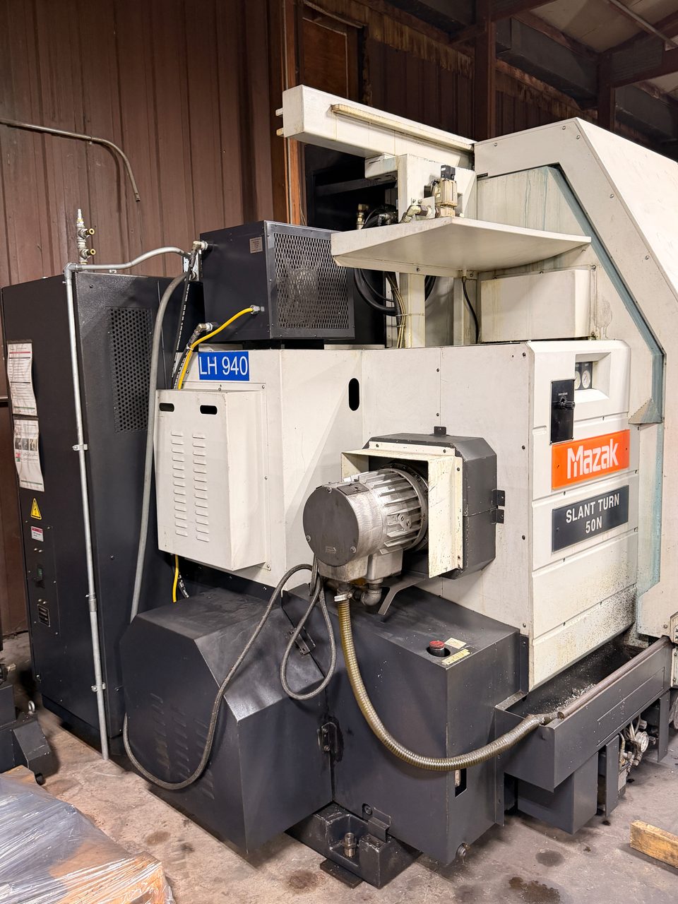 Mazak Slant Turn 50NR CNC Lathe, 2006 - 7.1" Bore, Chip Conveyor