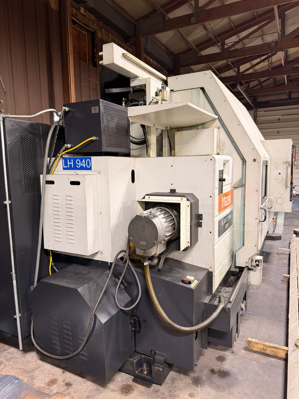 Mazak Slant Turn 50NR CNC Lathe, 2006 - 7.1" Bore, Chip Conveyor