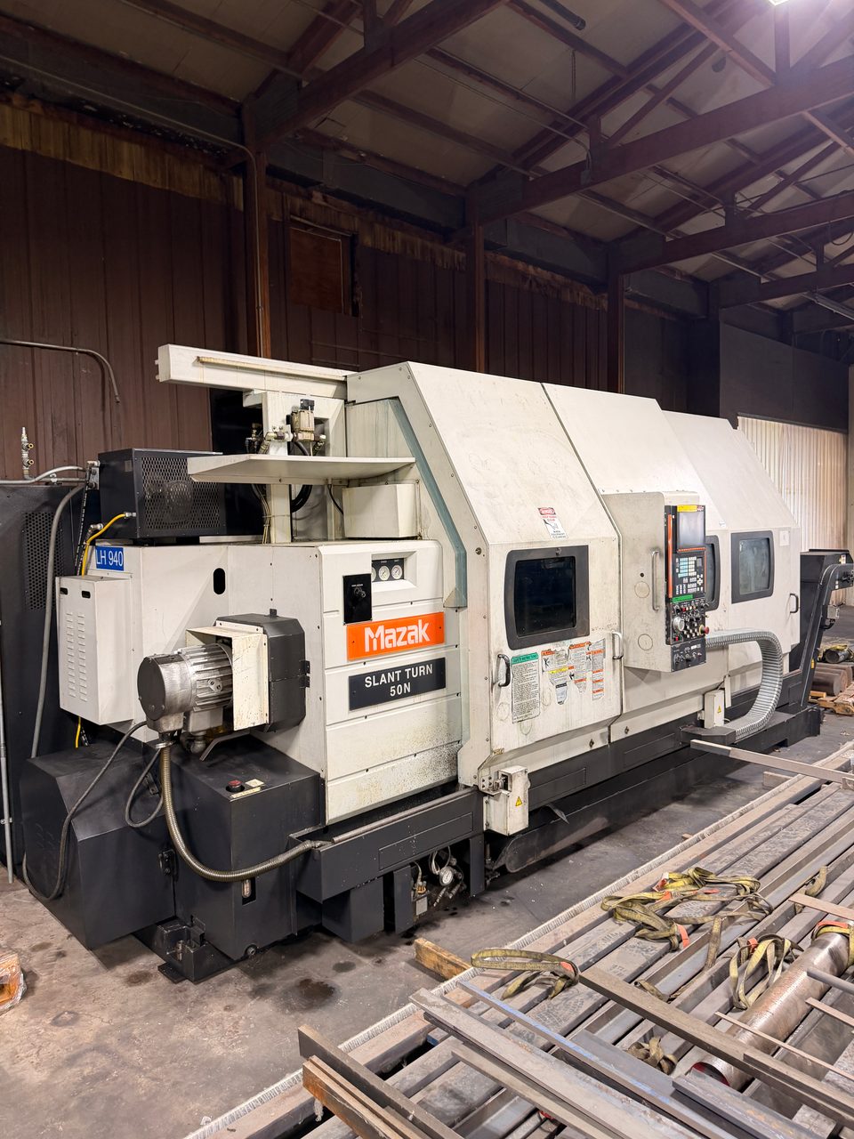 Mazak Slant Turn 50NR CNC Lathe, 2006 - 7.1" Bore, Chip Conveyor