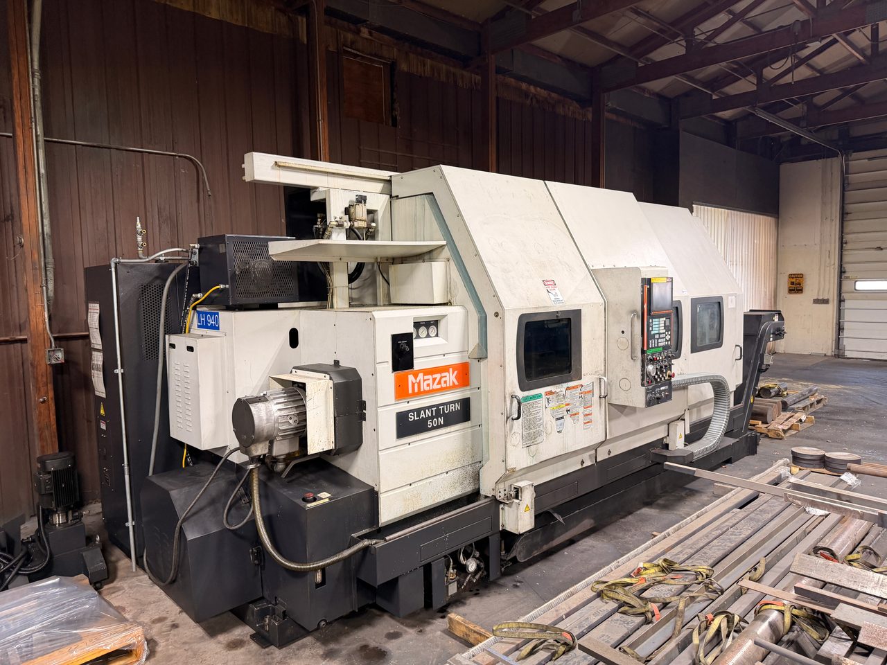 Mazak Slant Turn 50NR CNC Lathe, 2006 - 7.1" Bore, Chip Conveyor