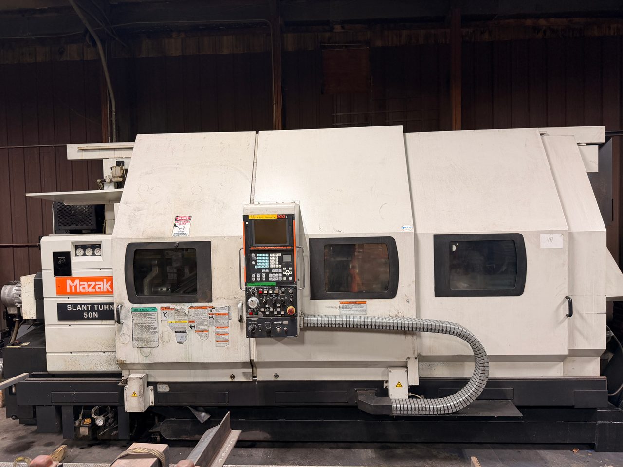 Mazak Slant Turn 50NR CNC Lathe, 2006 - 7.1" Bore, Chip Conveyor