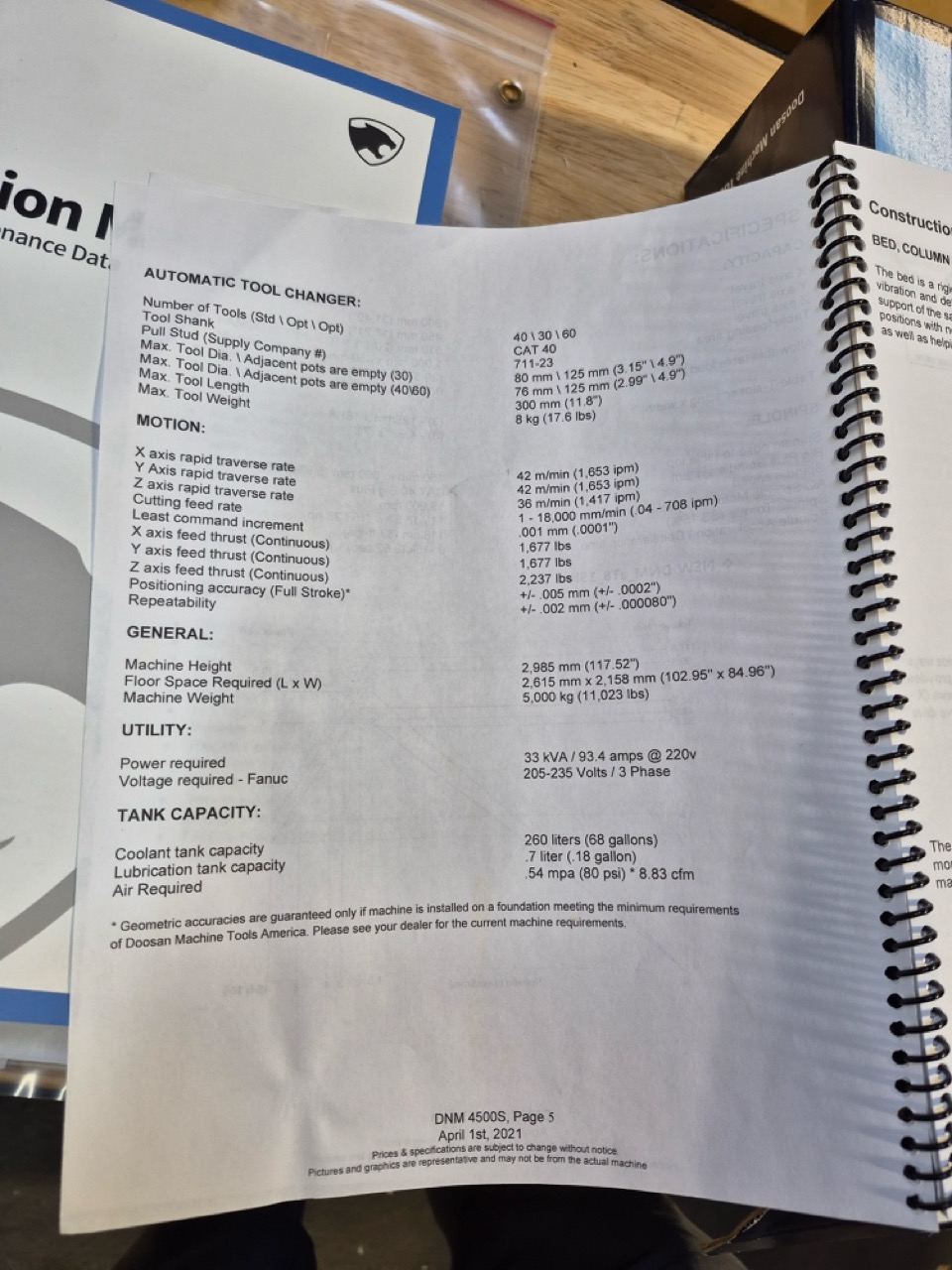 DN SOLUTIONS, Doosan DNM 4500S CNC VMC, 2021 - 15k RPM, Probe, CTS - Image 57