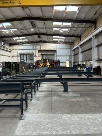 Akyapak 3ADM 1200 3-Spindle 10-Axis CNC Drilling Line, 2025 - 51" x 23" AST1300 Double Miter Bandsaw, Chip Conveyor, Transfer Tables - Image 8