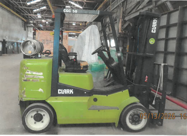 Clark CGC50L Forklift, 2018 – 10,000 lb LPG Cushion Tire Lift Truck w/ 3-Stage Mast, Side Shift & 4.3L PSI Engine