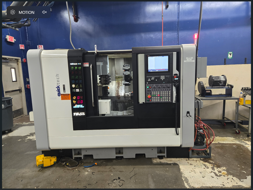 QuickTech T8 Hybrid 9-Axis Twin Spindle CNC Lathe, 2022 - Chip Conveyor, Live Tooling, Sub-Spindle