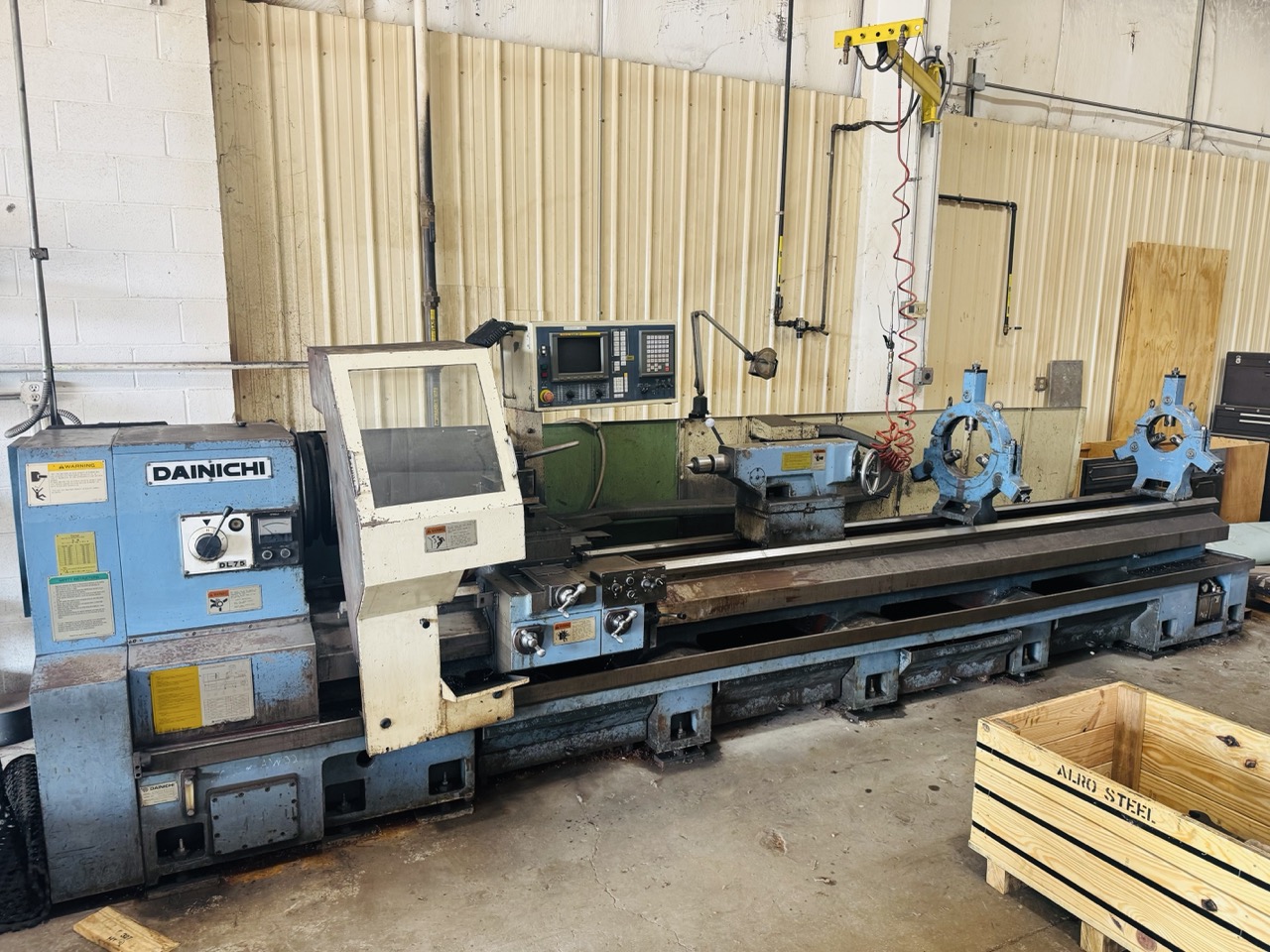 157.5" Dainichi DL75x400 Engine Lathe, 1996 - Fanuc CNC Control, Tailstock, Steady Rests
