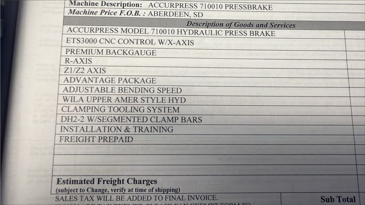 100 Ton x 10' Accurpress 710010 Press Brake, 2016 - Advantage Package - Image 12