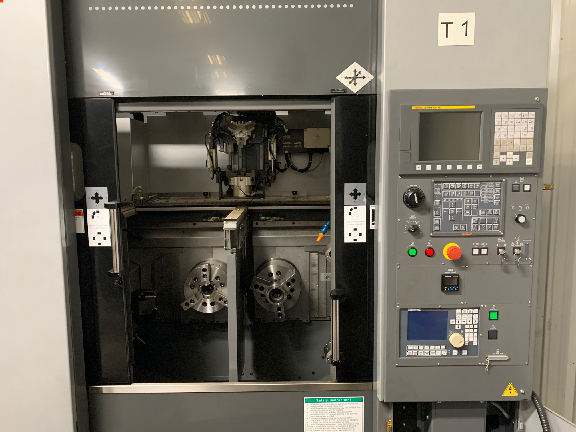 Takamaz XW-130 Twin-Spindle CNC Turning Center, 2016 - GTH150 Gantry Loader, Fanuc 0i-TD & 16-Station Stocker - Image 6