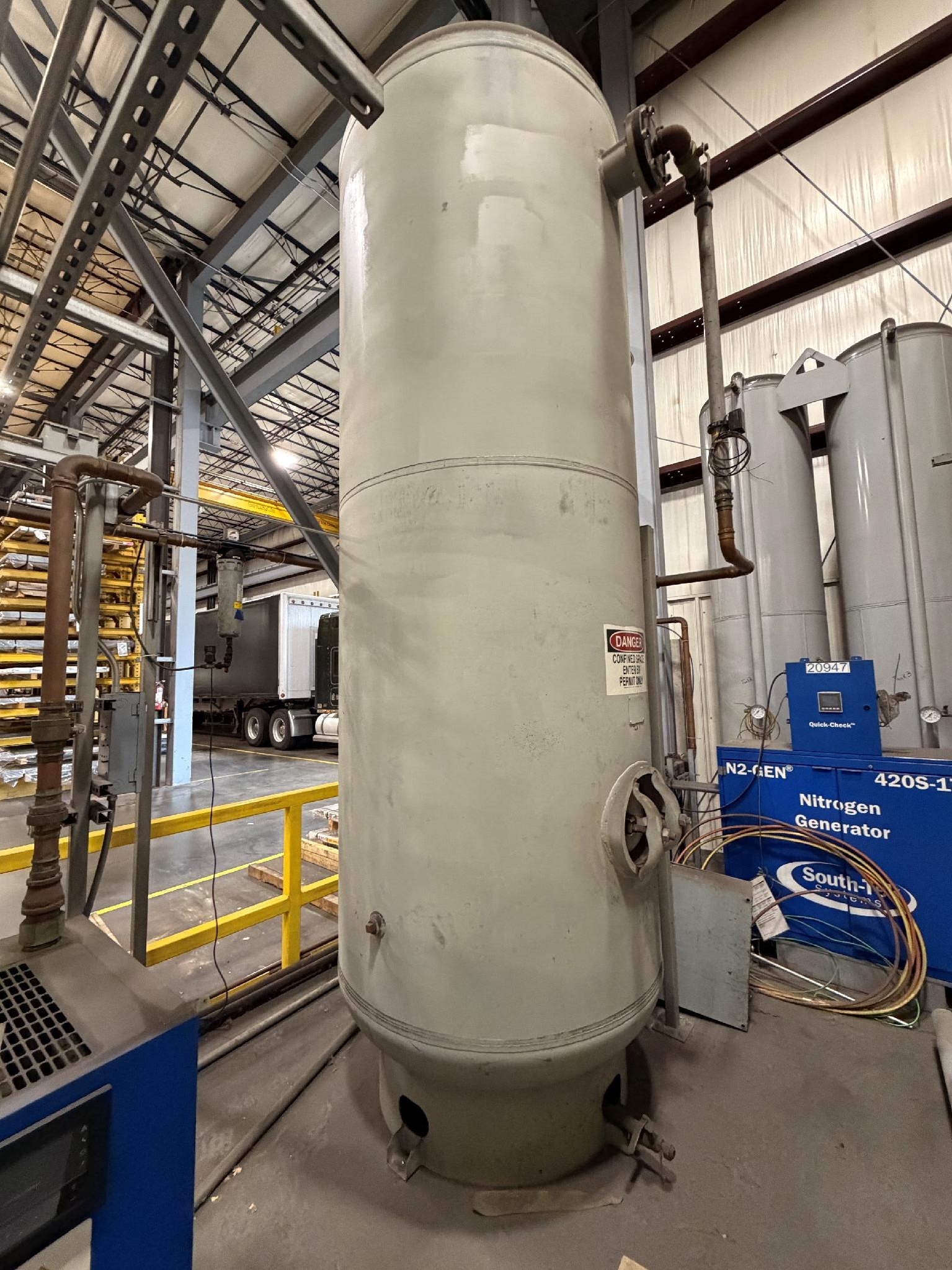 South-Tek Systems N2-GEN 420S-1T3 PSA Nitrogen Generator, 2018 - 40 HP Sauer High-Pressure Air Compressor, ASME-Code Nitrogen/Air Storage Vessels