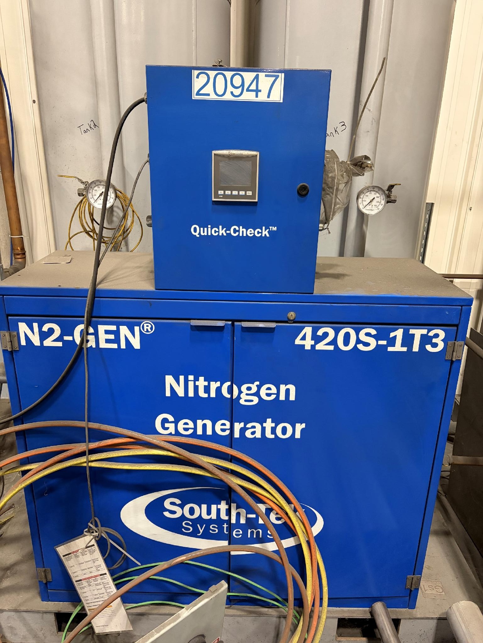South-Tek Systems N2-GEN 420S-1T3 PSA Nitrogen Generator, 2018 - 40 HP Sauer High-Pressure Air Compressor, ASME-Code Nitrogen/Air Storage Vessels - Image 3