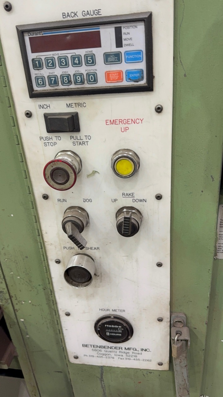 1/4" x 12' Betenbender 12-1/4 Hydraulic Power Shear, 2007 - Adjustable Blade Gap, Powered Back Gauge - Image 2