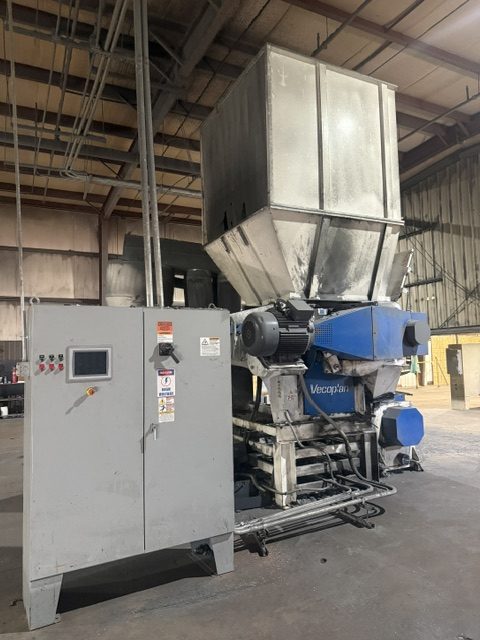 Vecoplan VAZ 1300-M-XL 100 HP Stacked Plastics Shredder, 2017 – with WO-1442 75 HP Granulator