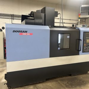 Doosan DNM 500 VMC, 2009 – 4th Axis Wired, Fanuc Control