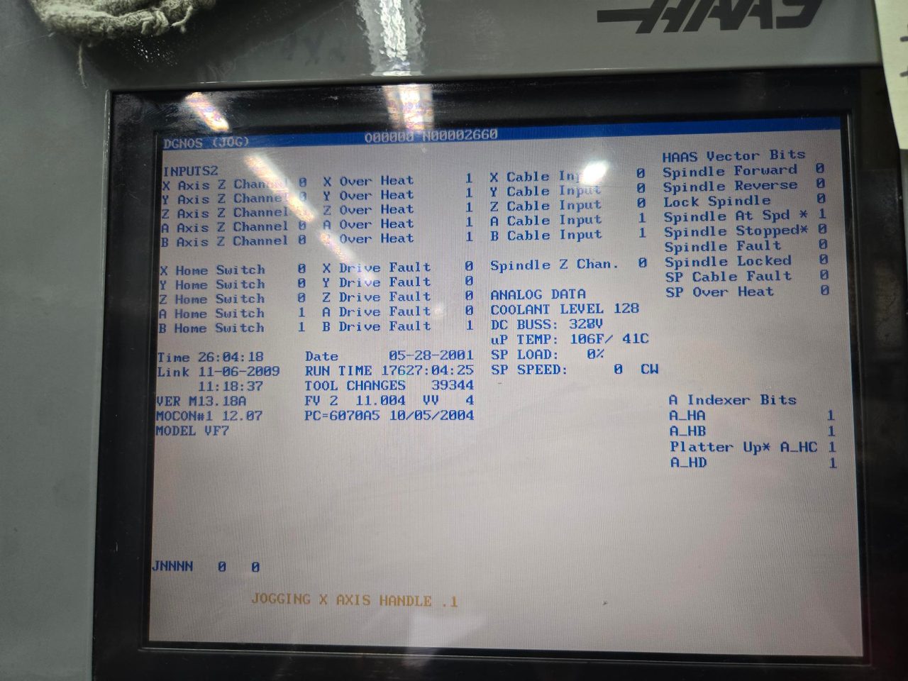 Haas VF-7B/40 VMC CNC, 2004 - 2-Speed Gear Box, Programmable Coolant